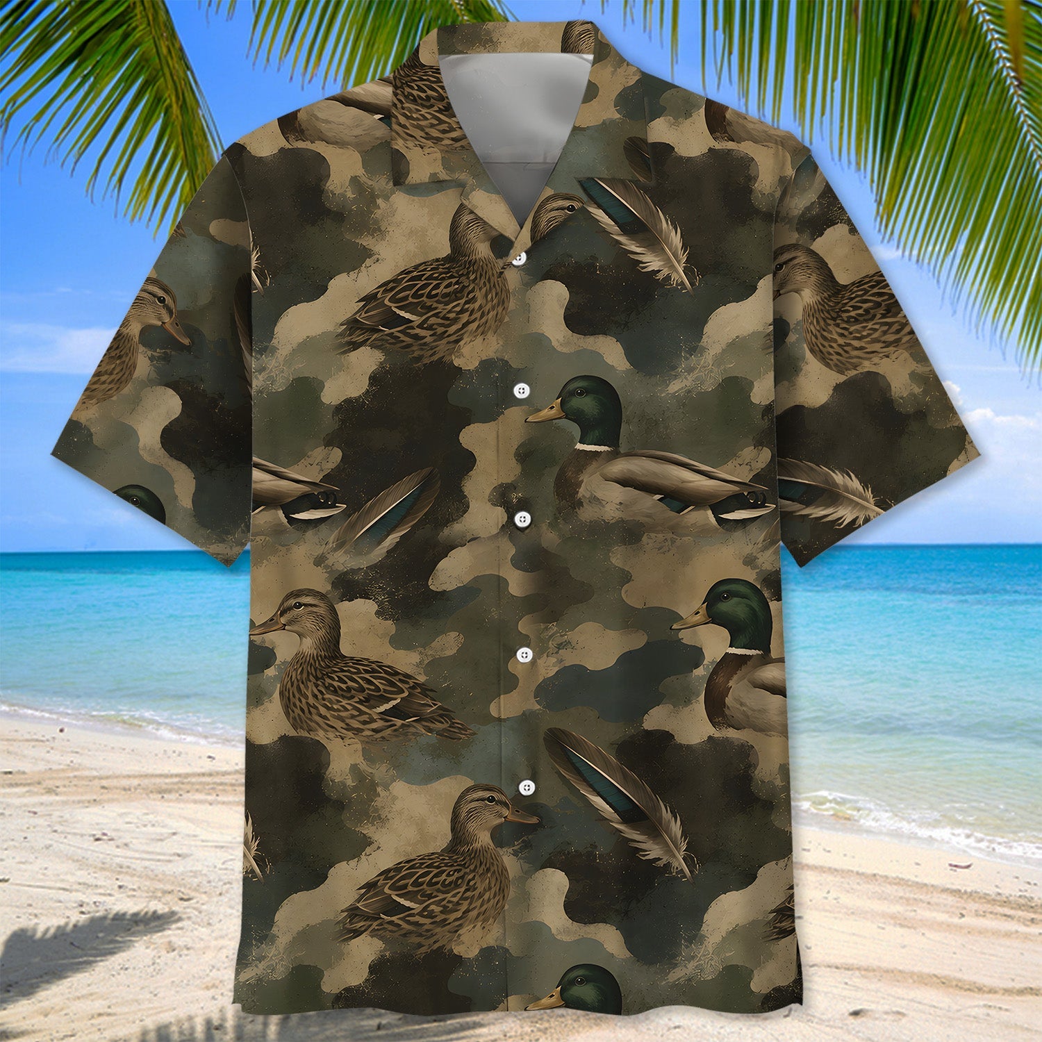 Duck Camouflage Graphic Pattern Hawaiian Shirt