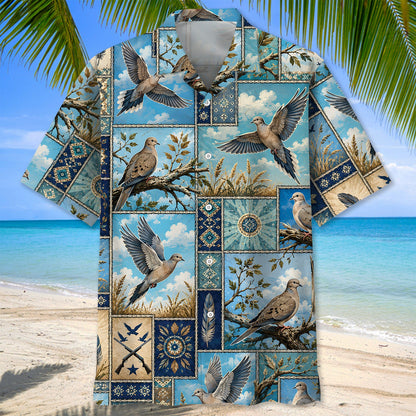 Dove Hunting Vintage Hunting Pattern Blue Hawaiian Shirt