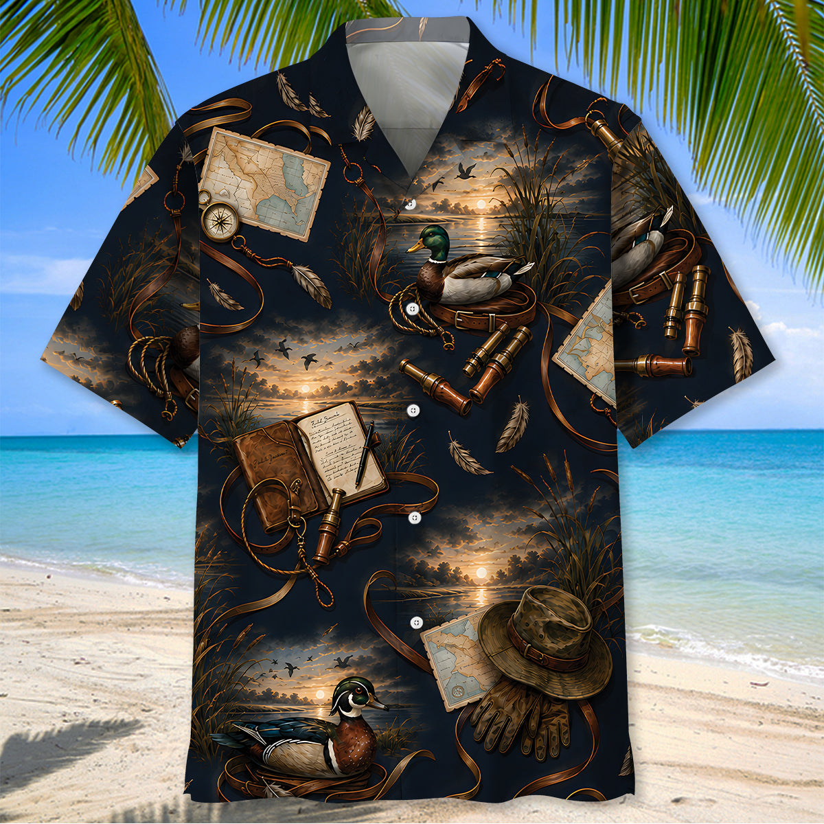 Vintage Duck Hunting Field Journal Hawaiian Shirt
