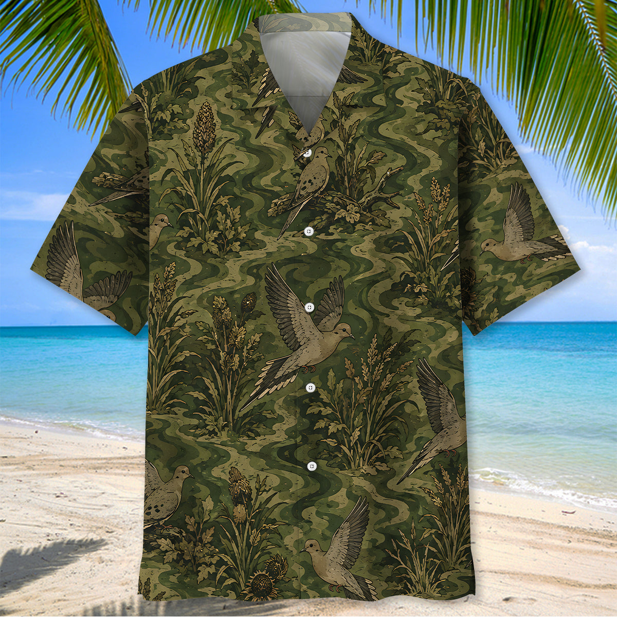 Vintage Mourning Dove Camo Hawaiian Shirt