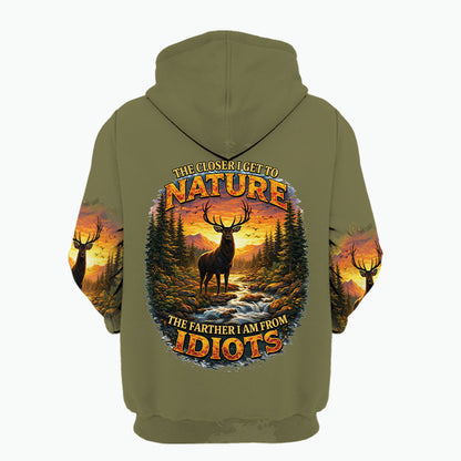 The Closer I Get To Nature The Farther I Am From Idiots All Over Print Shirt