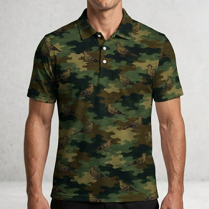 Mourning Dove Camouflage Millitary Men Polo Shirt