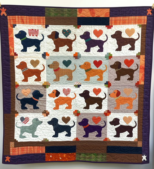 Sausage Dog Snuggles Quilted Blanket - Throw (55" x 60")