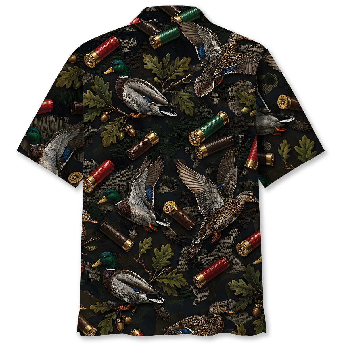 Vintage Duck Hunting Camouflage Black Hawaiian Shirt