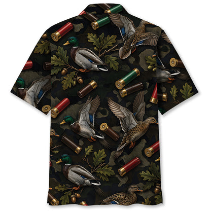 Vintage Duck Hunting Camouflage Black Hawaiian Shirt