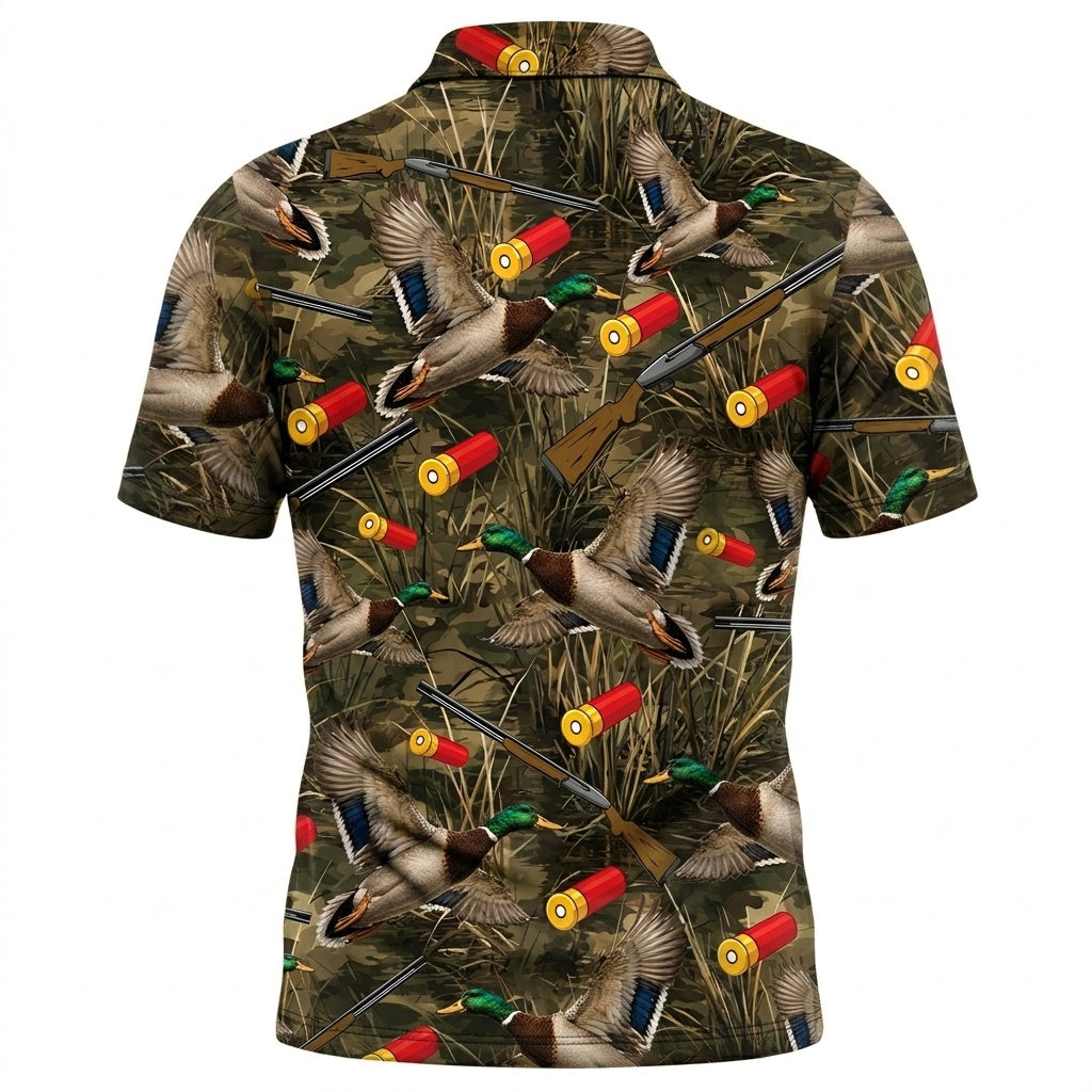 Vintage Camouflage Duck Hunting Polo Men Shirt