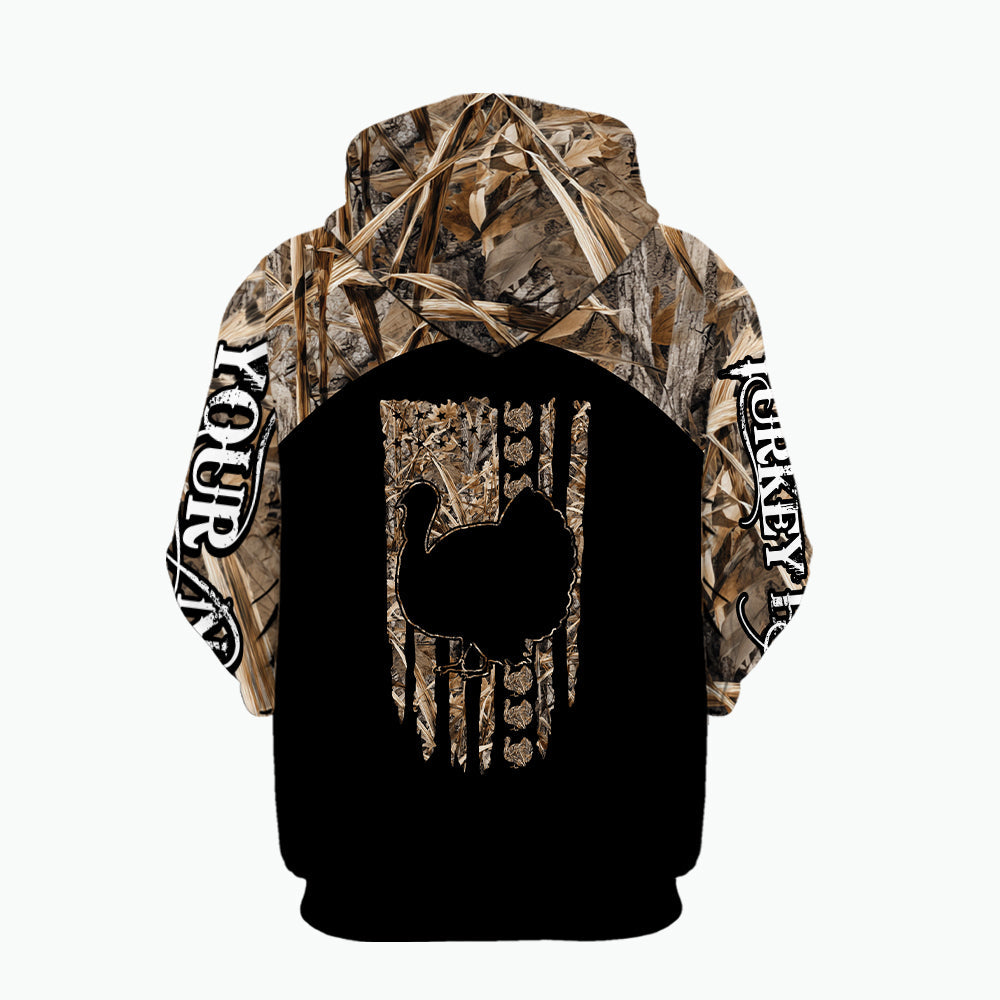 Custom Name Turkey Hunting Camo Grass All Over Print Shirt