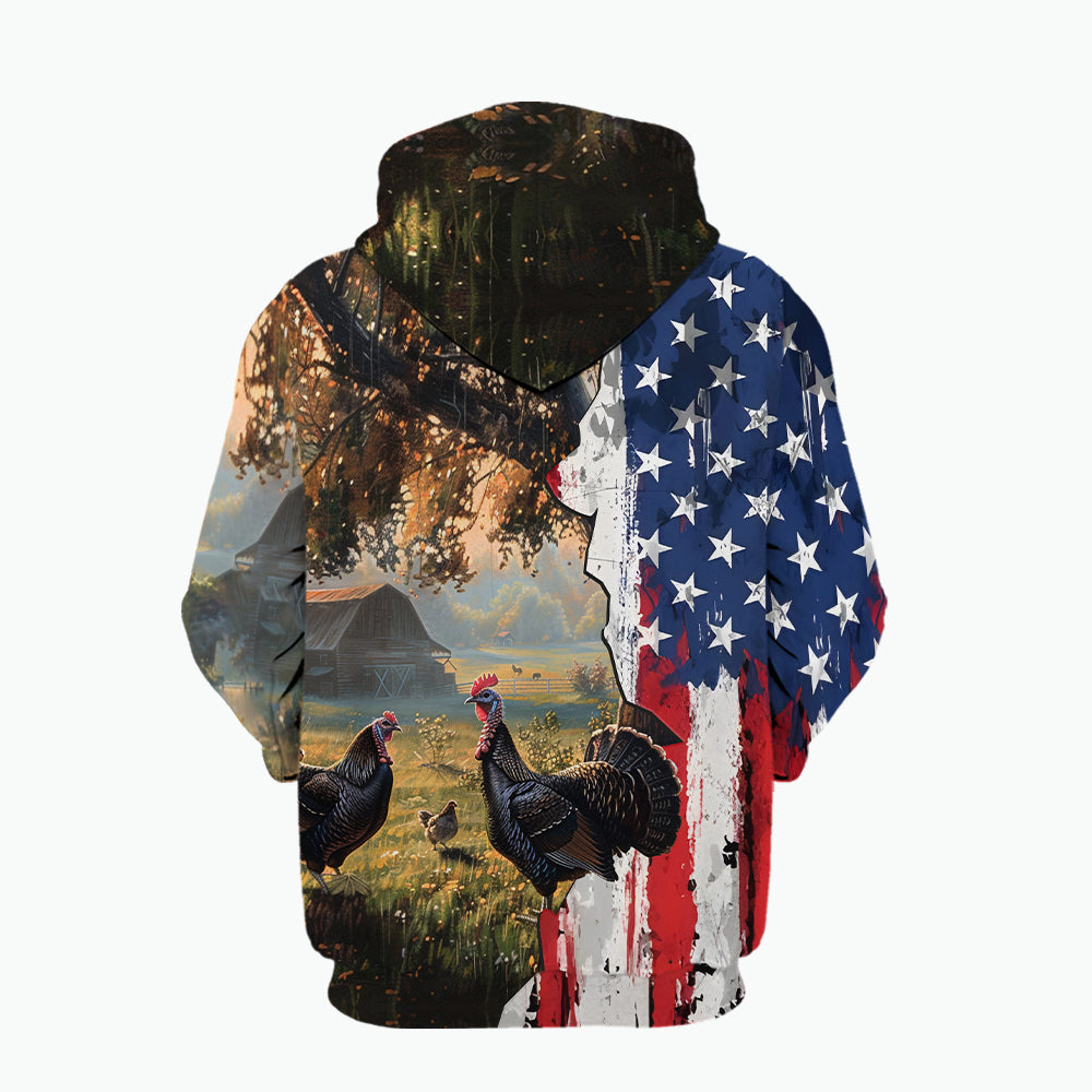 Realistic Patriotic Turkey  Peaceful All Over Print Shirt
