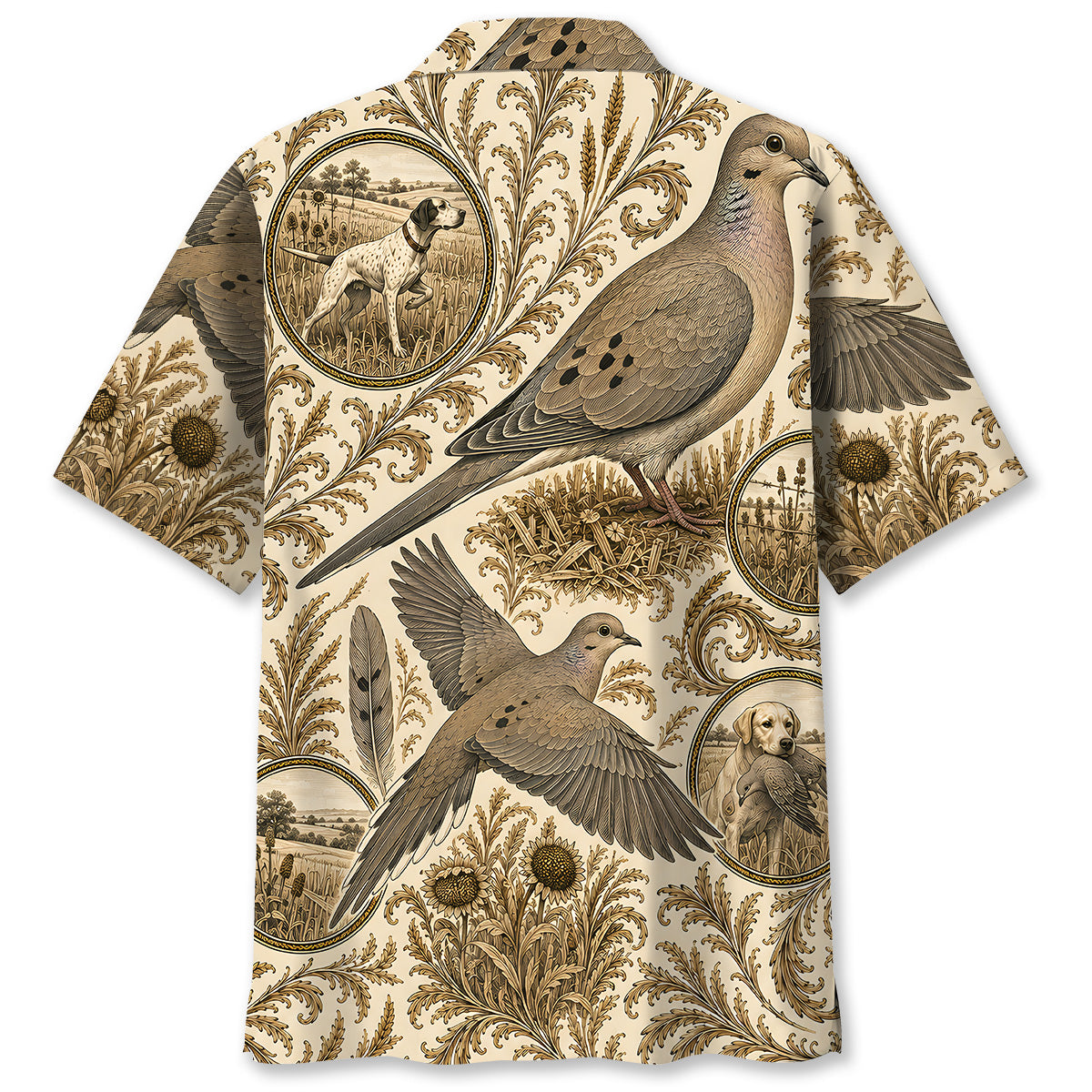Vintage Dove Hunting Toile Hawaiian Shirt