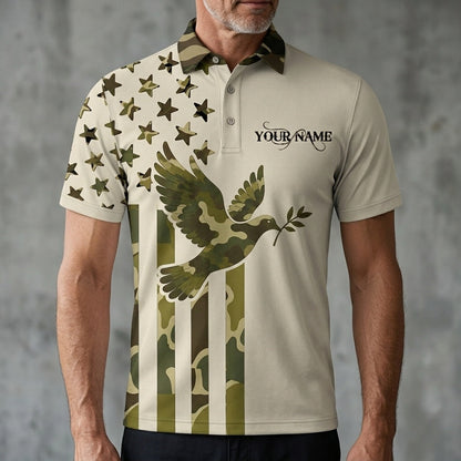 Custom Name Dove Hunting Camouflage Style Men Polo Shirt