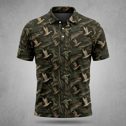 Vintage Camo Duck Hunting Polo Men Shirt
