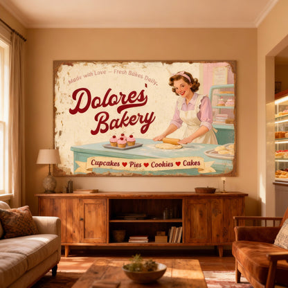 Vintage Mom's Bakery Farmhouse Wall Sign