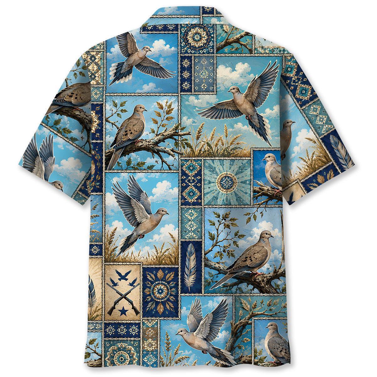 Dove Hunting Vintage Hunting Pattern Blue Hawaiian Shirt