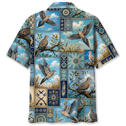 Dove Hunting Vintage Hunting Pattern Blue Hawaiian Shirt