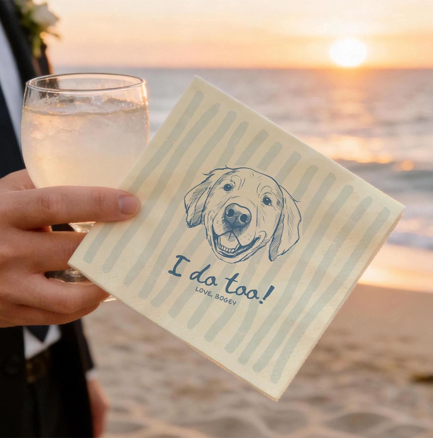 Custom Pet Napkins for Wedding, Personalized Dog and Cat Portrait from Photo, Dog Cocktail Engagement Serviettes, Pet Cocktail Napkins