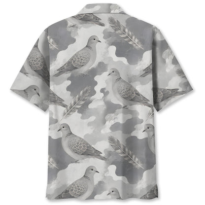 Wild Dove Gray Camouflage Hawaiian Shirt