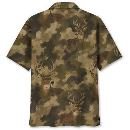 Deer Camouflage Graphic Pattern Hawaiian Shirt