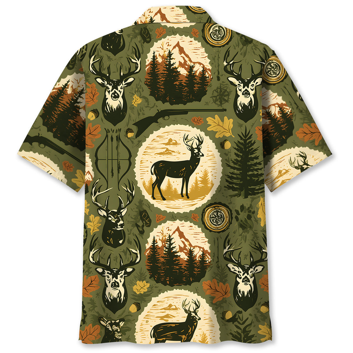 Retro Deer Hunting Badge Forest Hawaiian Shirt