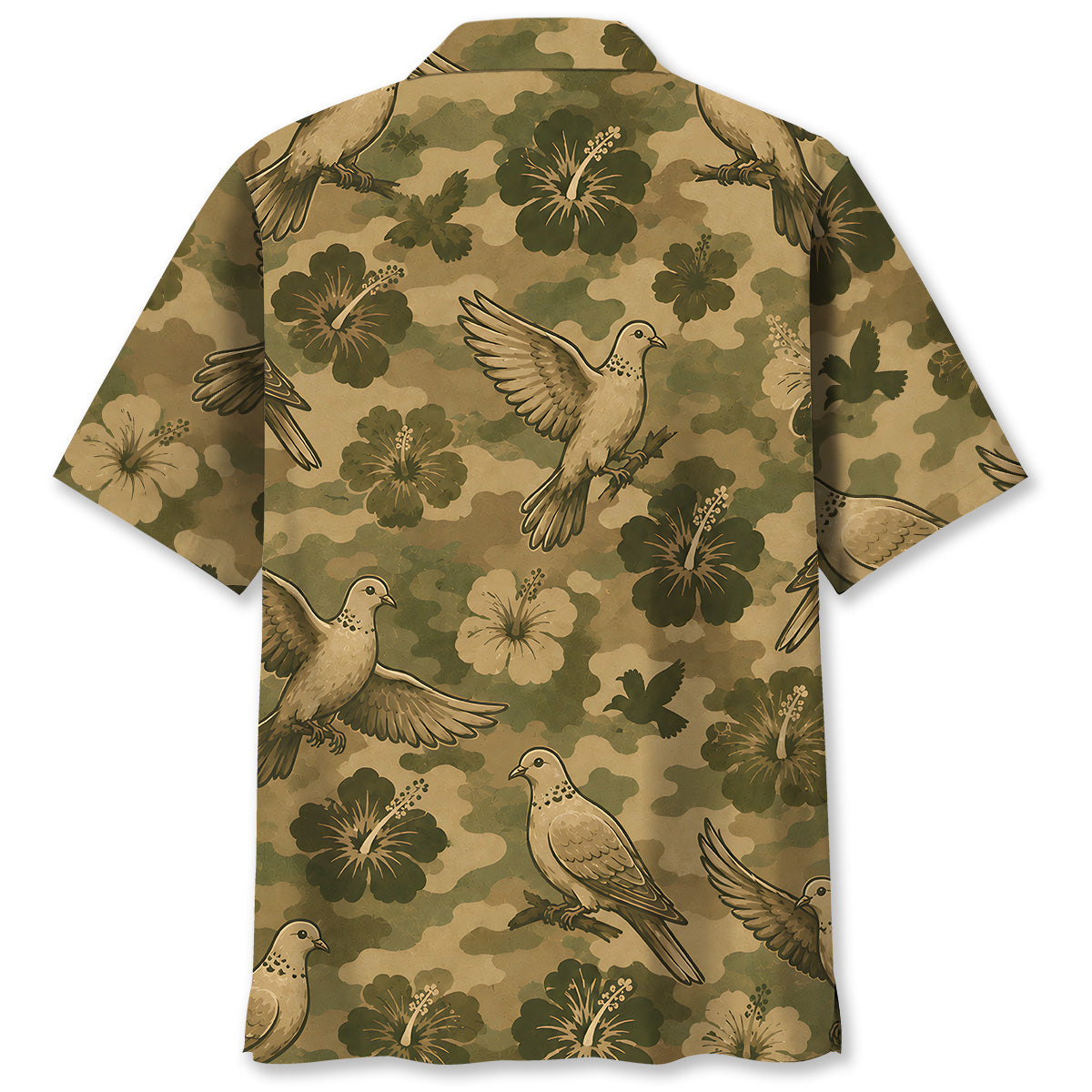 Wild Dove Hibiscus Camouflage Hawaiian Shirt