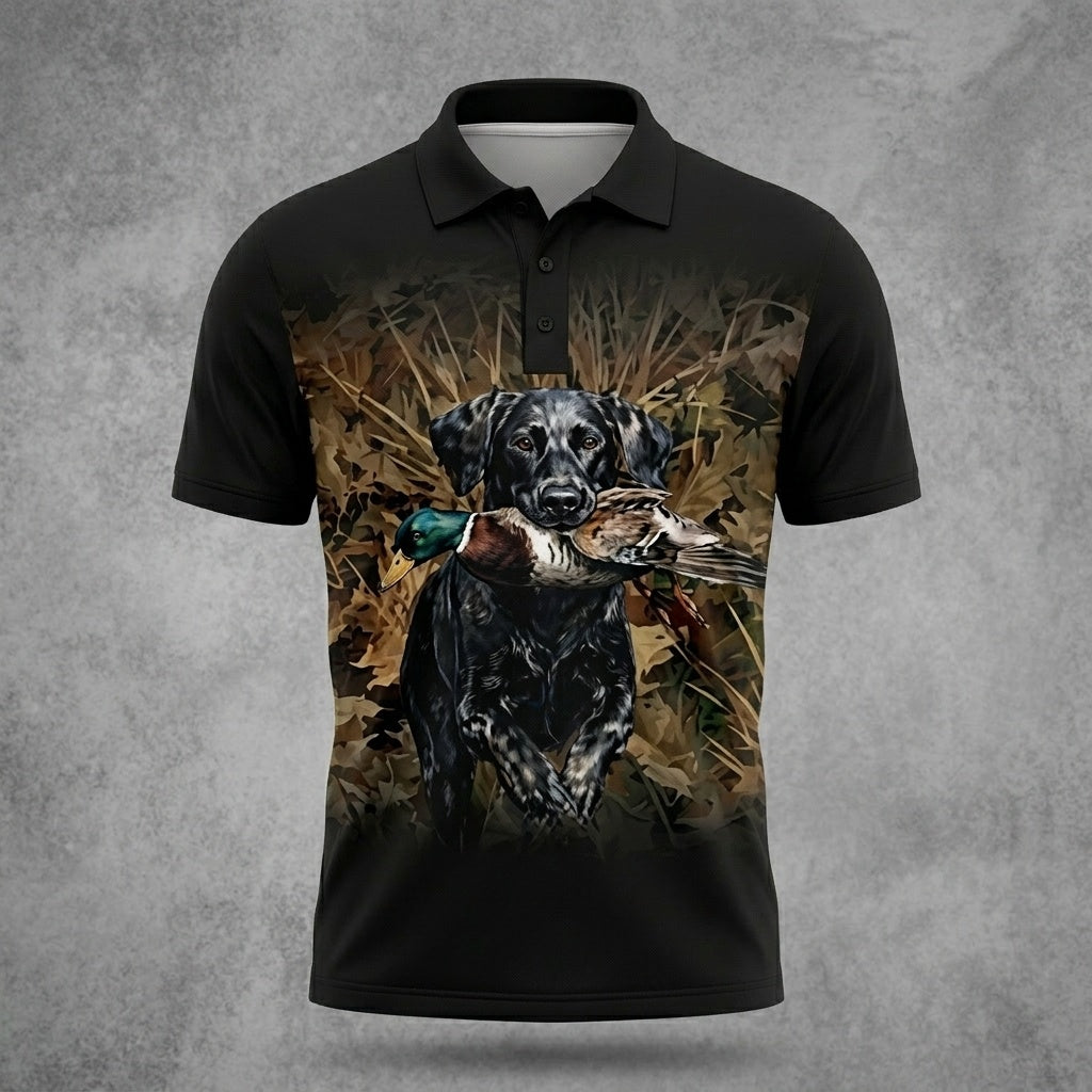 Duck Hunting Setter Dog Polo Men Shirt