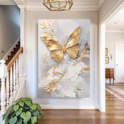 Golden Butterfly Wings Abstract Wall Art