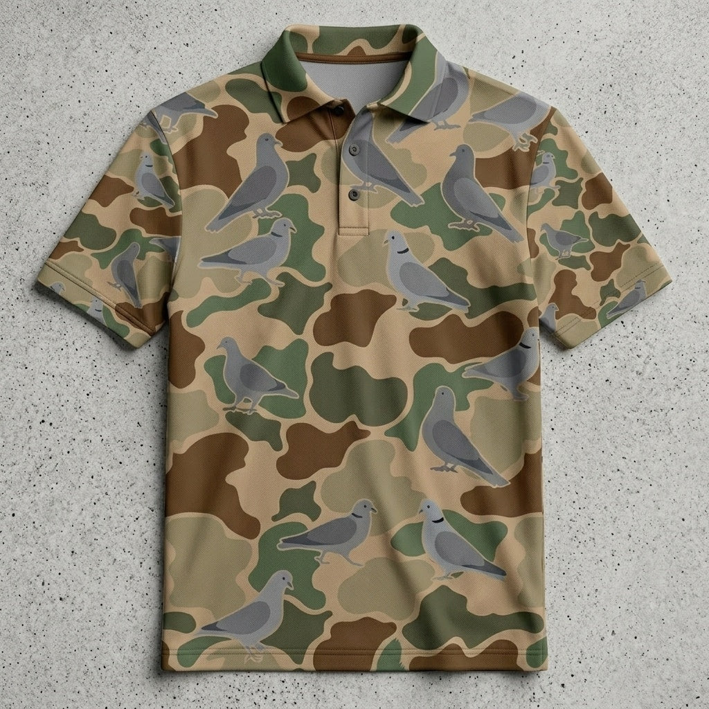 Dove Hunting Camouflage Pattern Men Polo Shirt