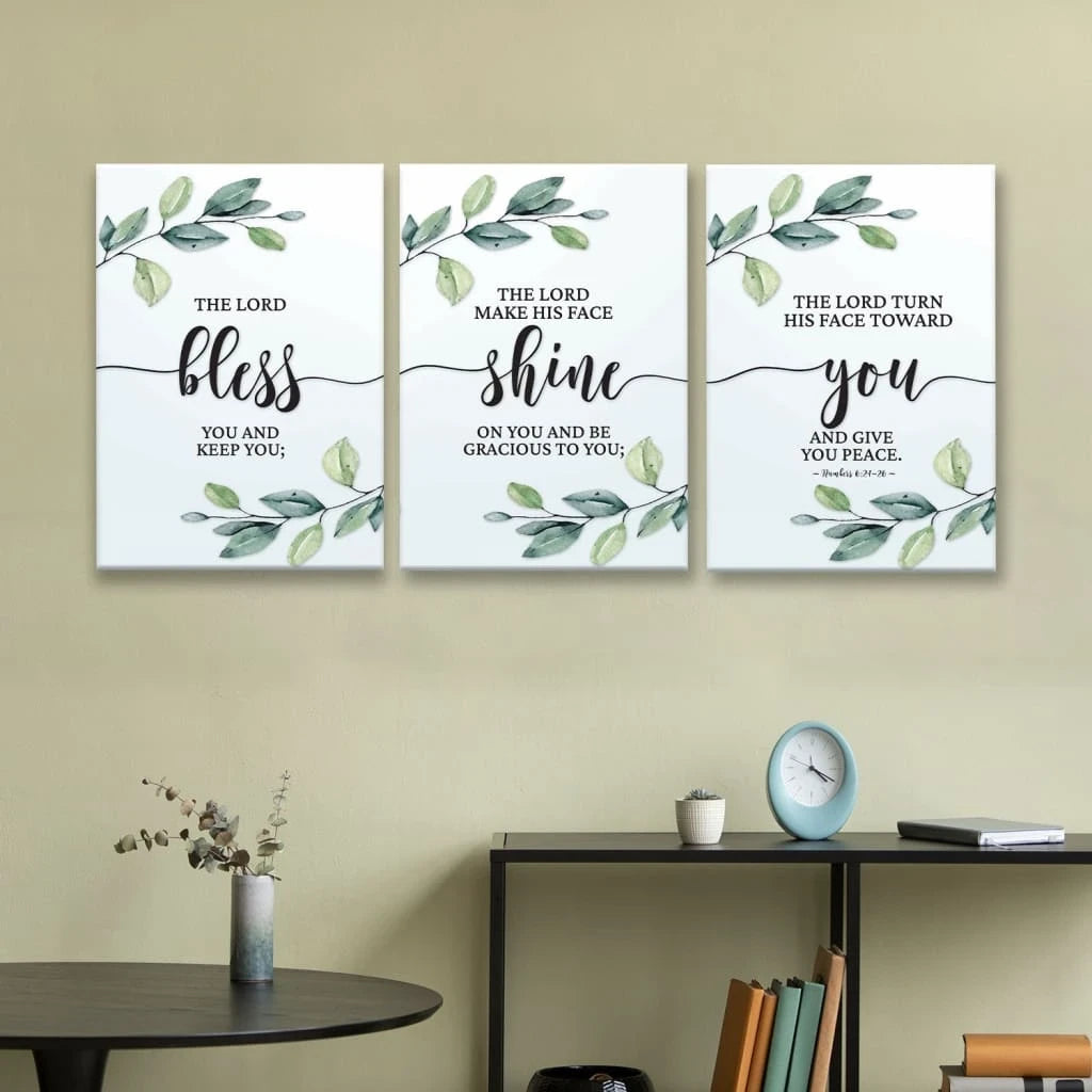 the lord bless you and keep you 3 panel christian wall art canvas