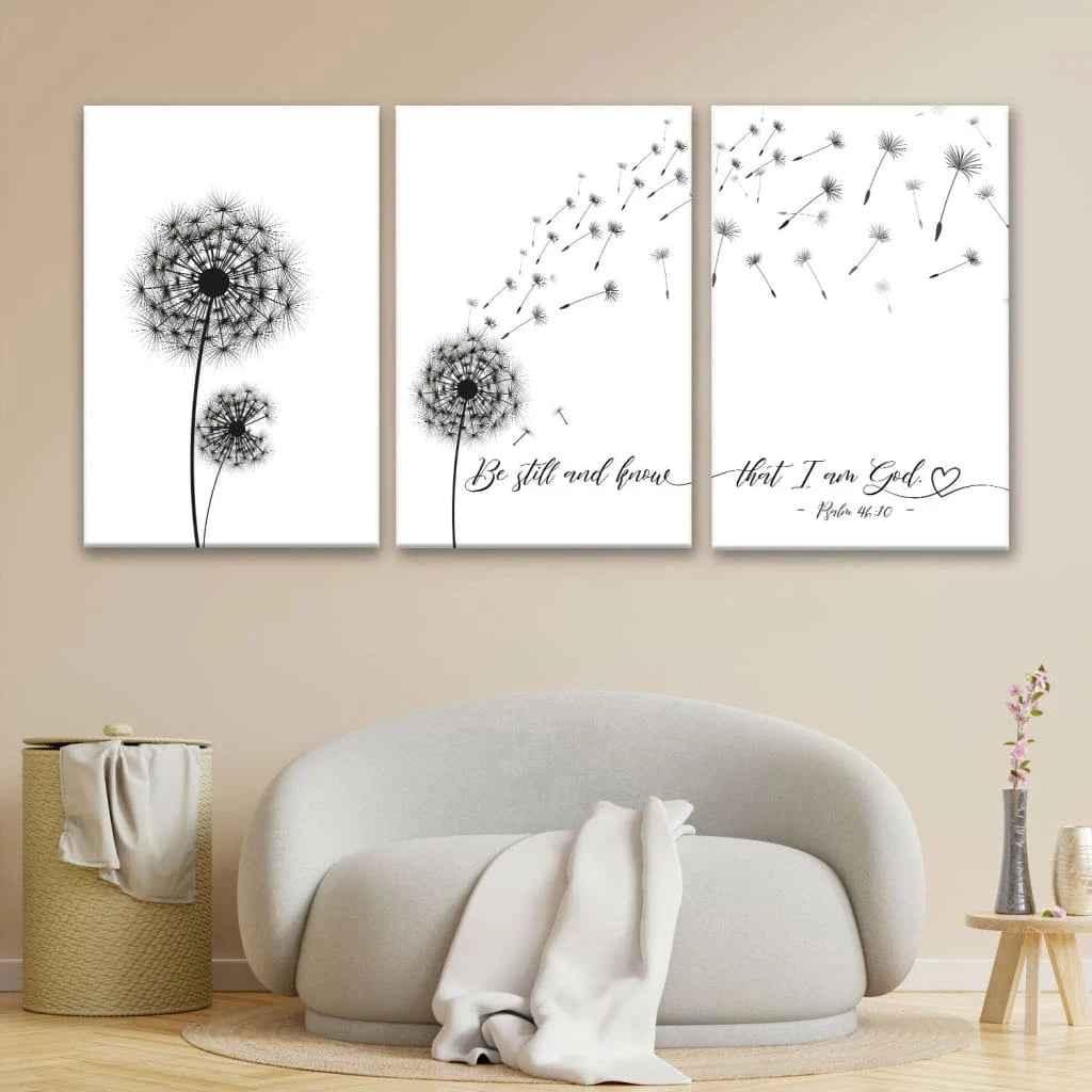 be still and know that i am god 3 panel wall art canvas (view 2)