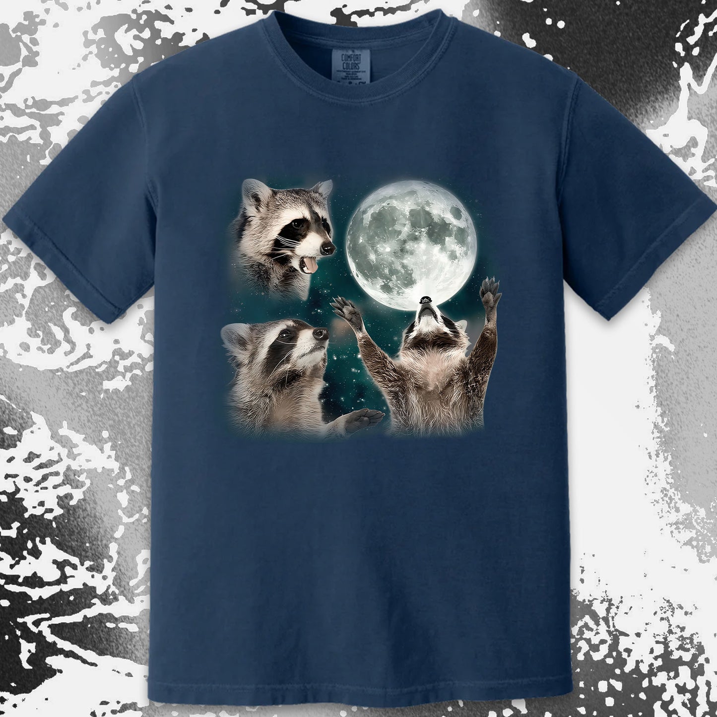 Three Raccoons Howling at the Moon Shirt, funny meme tee gift (view 16)