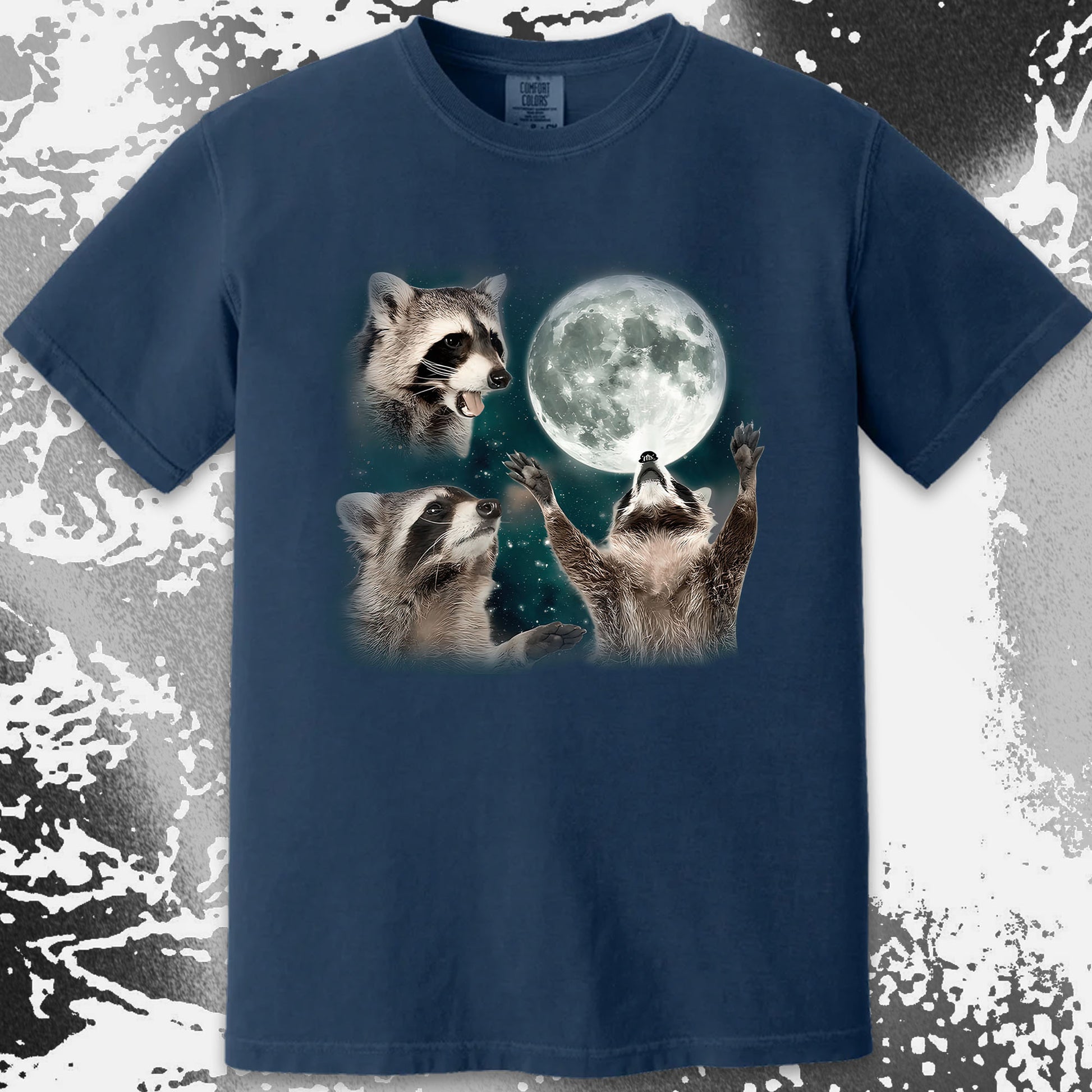 Three Raccoons Howling at the Moon Shirt, funny meme tee gift (view 16)