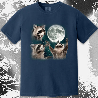 Three Raccoons Howling at the Moon Shirt, funny meme tee gift (view 16)