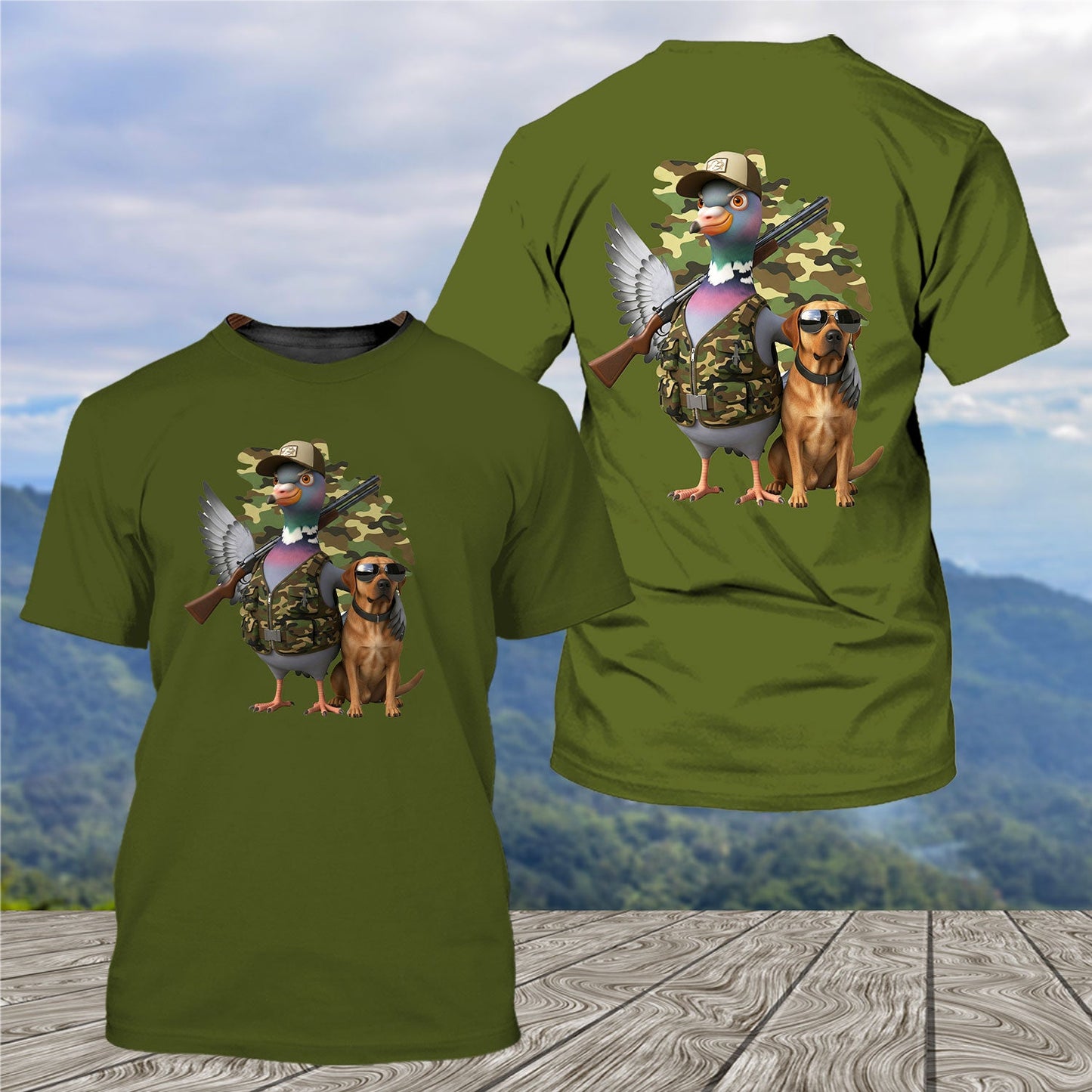 Funny Dove Hunter With Labrador All Over Print Shirt