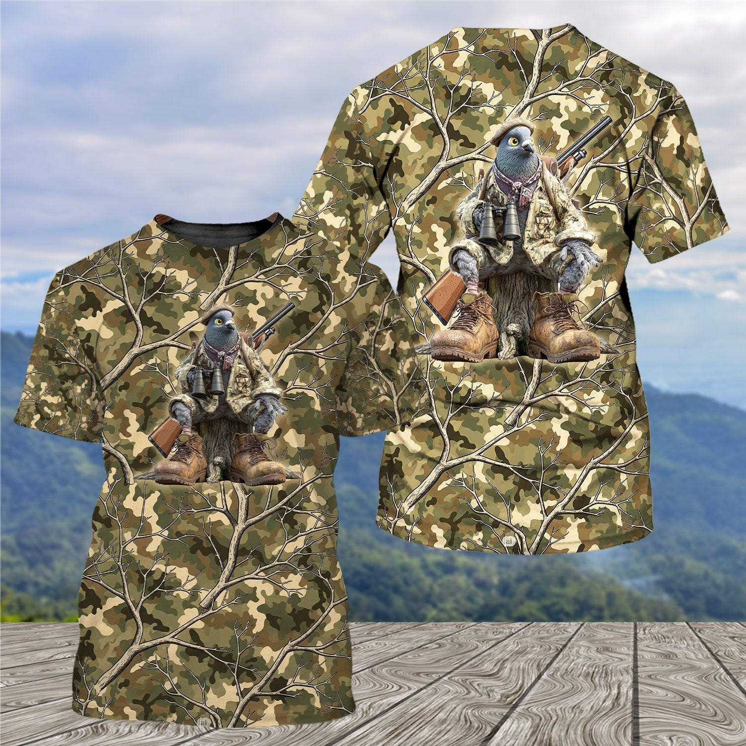 Funny Dove Hunting Camouflage All Over Print Shirt