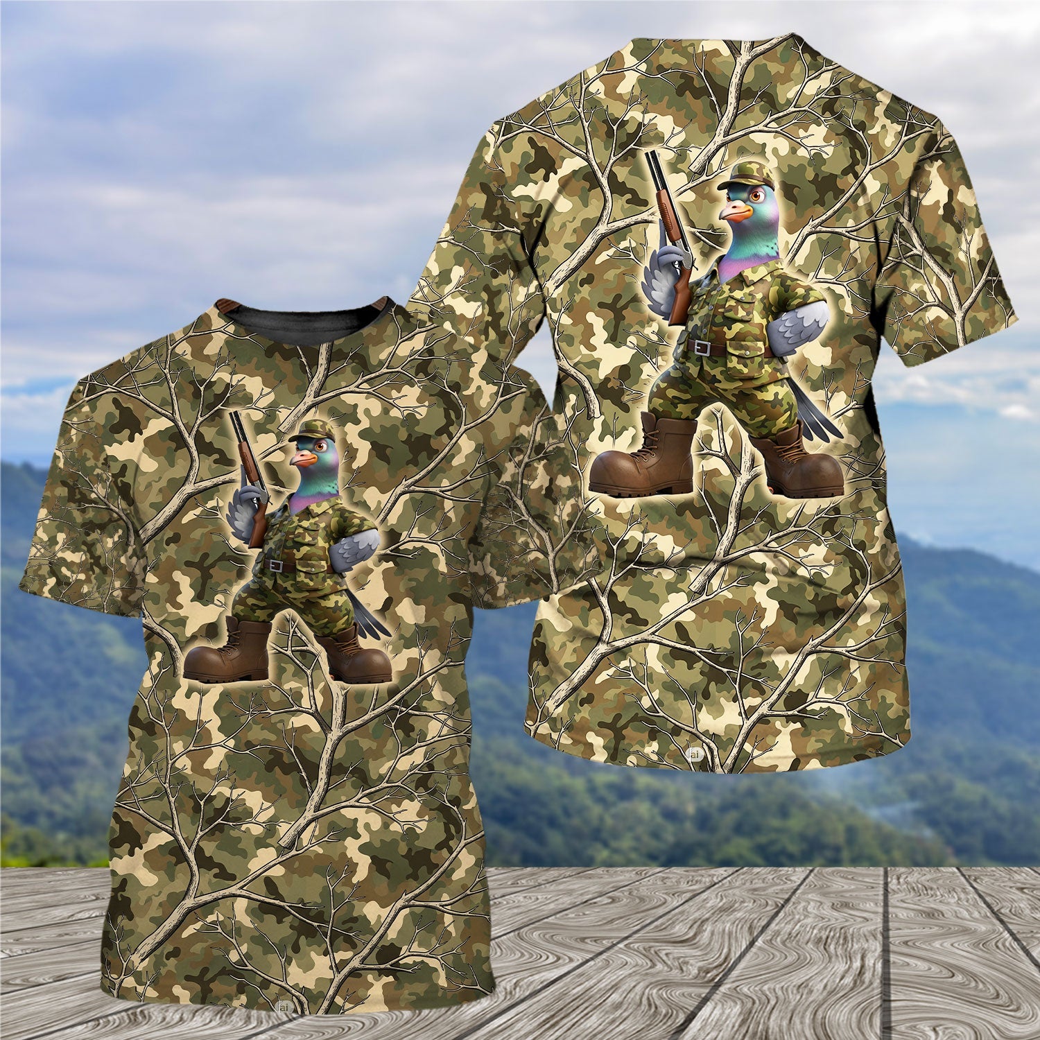 Dove Hunting Camouflage Funny All Over Print Shirt