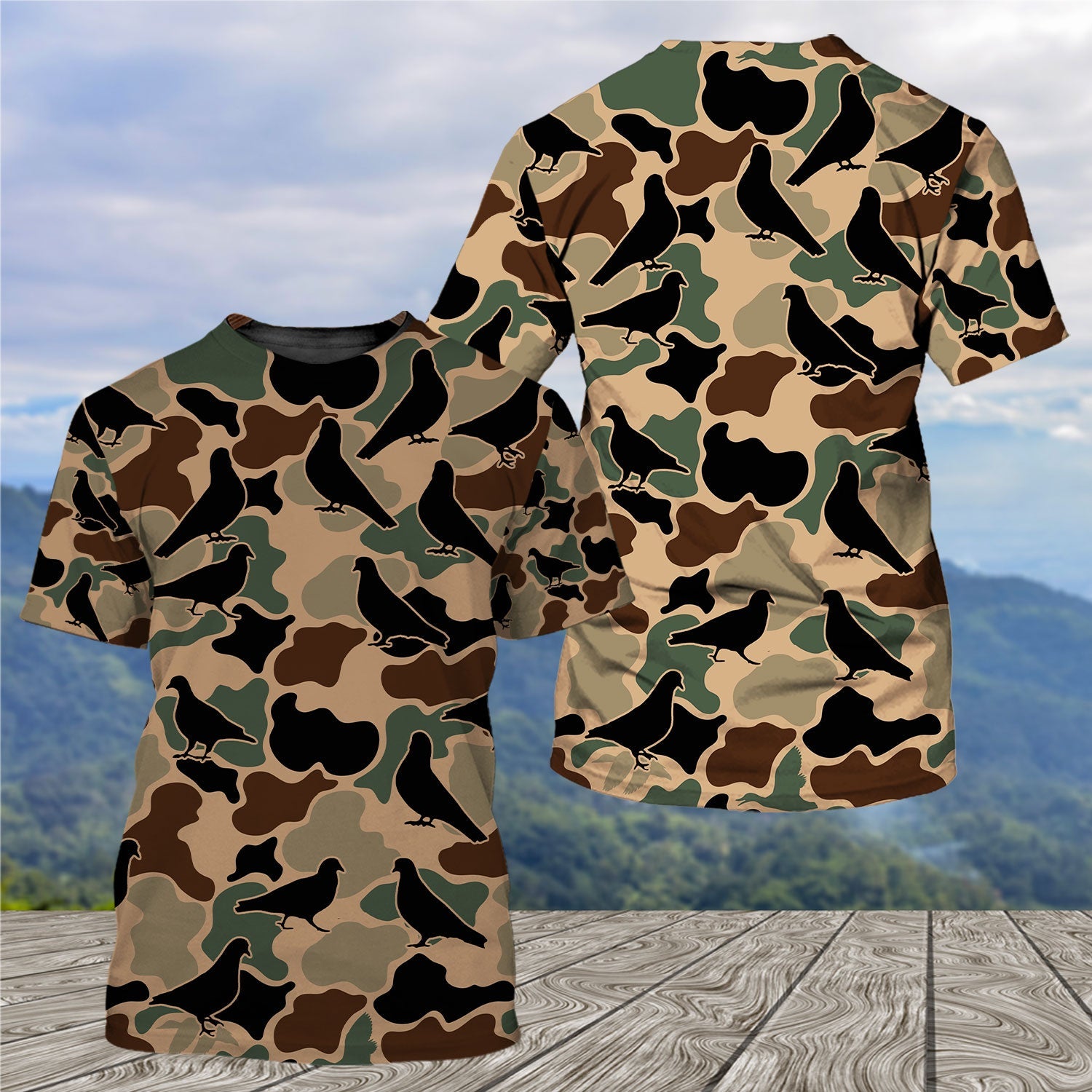 Dove Bird Camouflage Pattern All Over Print Shirt