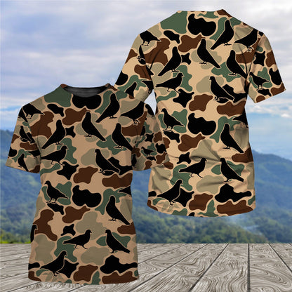 Dove Bird Camouflage Pattern All Over Print Shirt