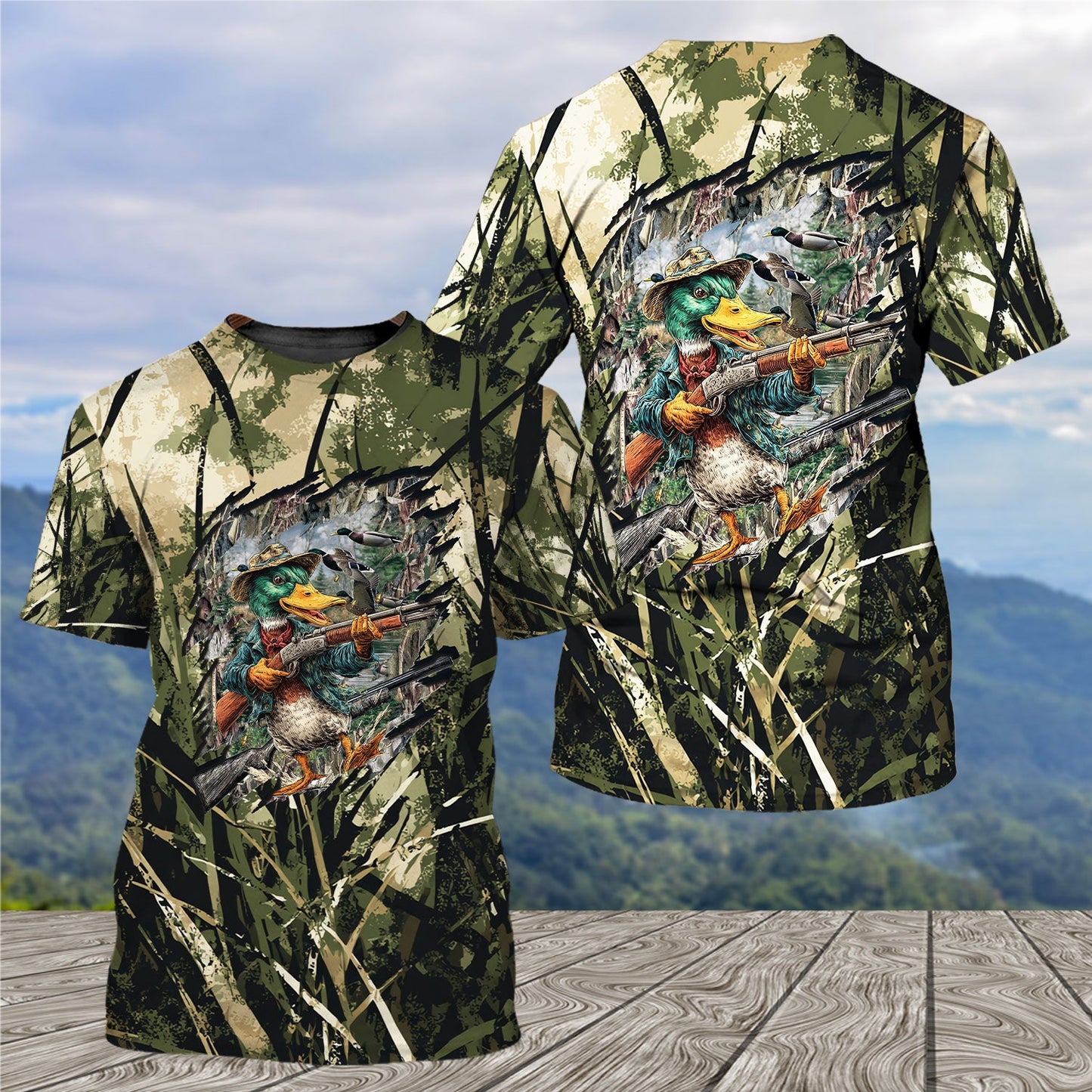 America Mallard Duck Hunting Camo All Over Print Shirt