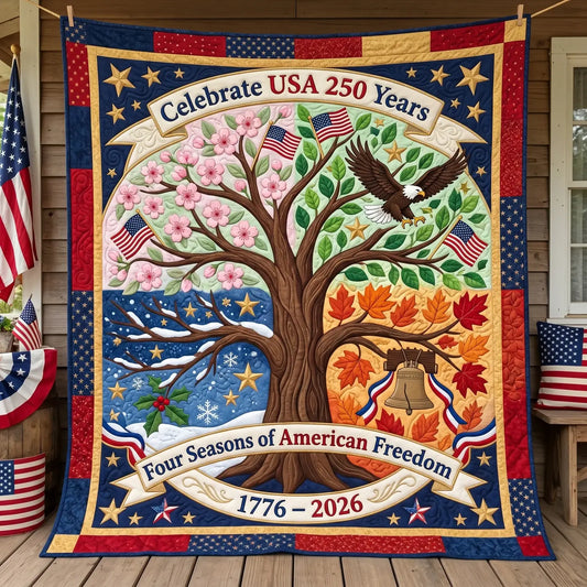 4 Seasons Of American Freedom Quilt Blanket
