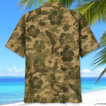 Duck Hibiscus Camouflage Hawaiian Shirt