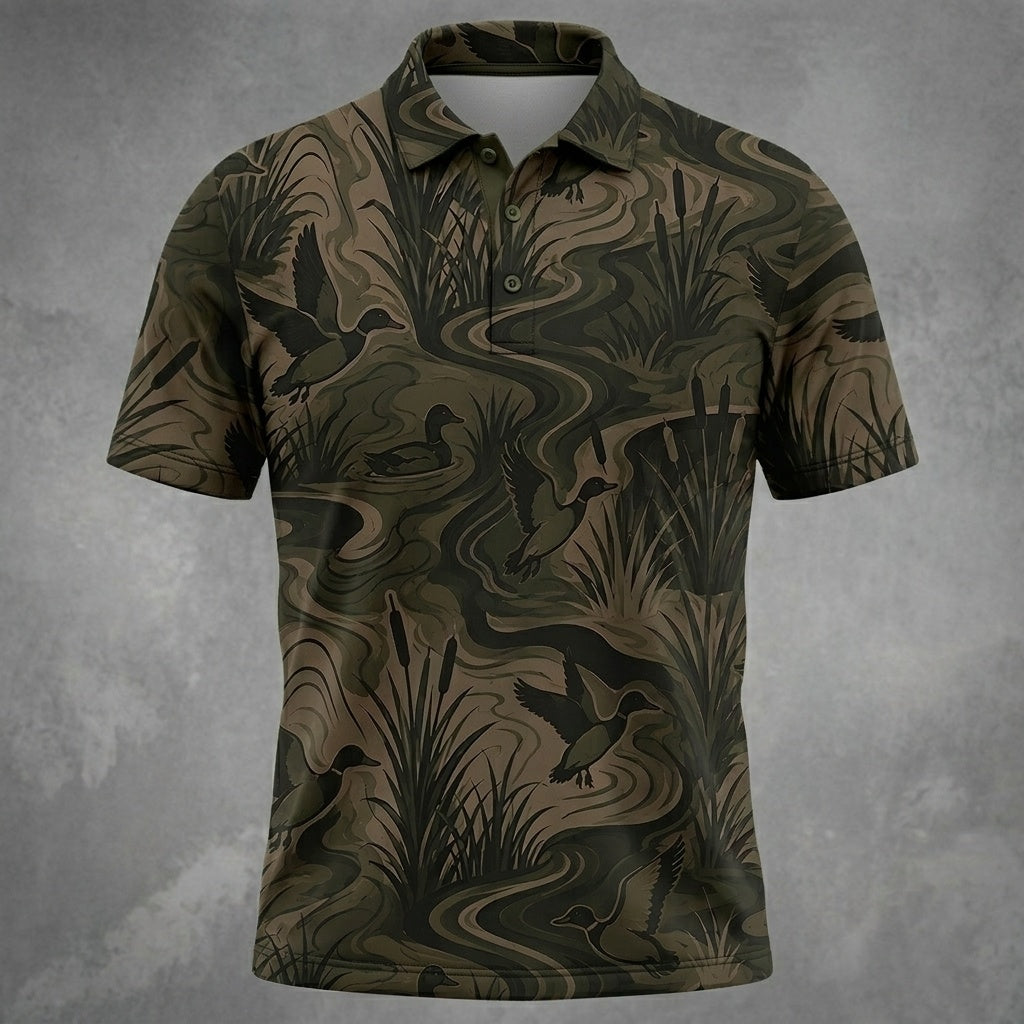 Camouflage Duck Hunting Men Polo Shirt