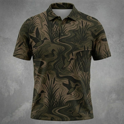 Camouflage Duck Hunting Men Polo Shirt