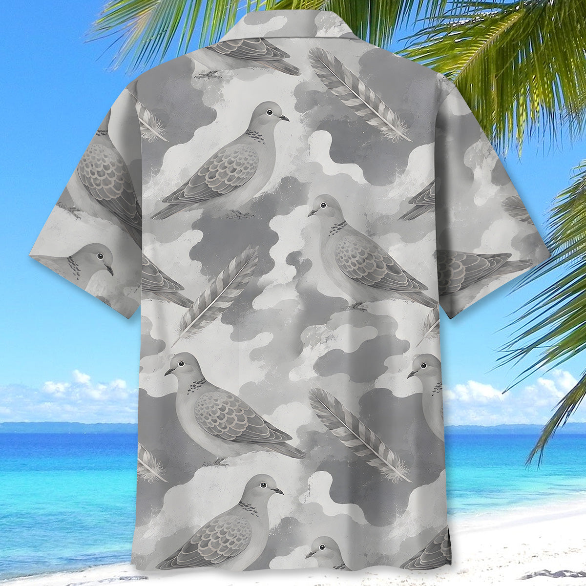 Wild Dove Gray Camouflage Hawaiian Shirt