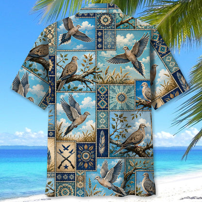 Dove Hunting Vintage Hunting Pattern Blue Hawaiian Shirt