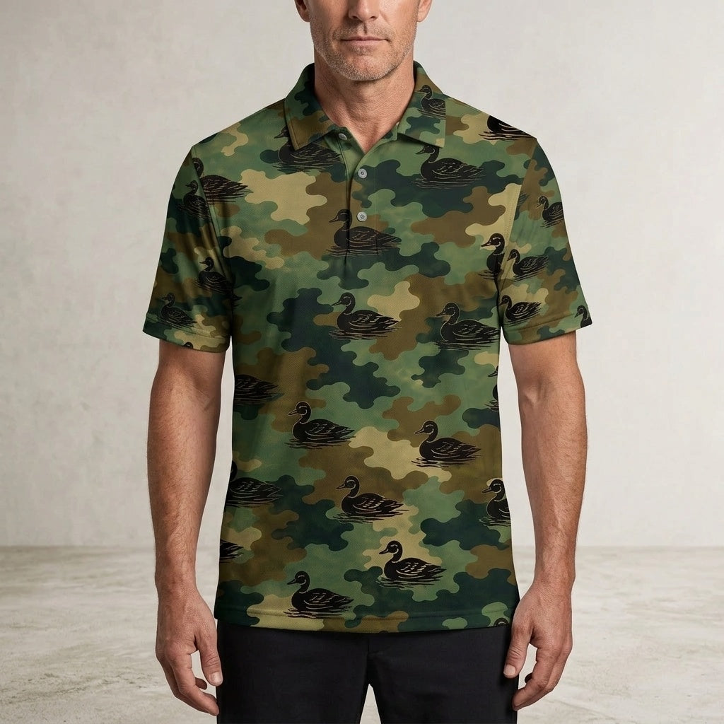 Duck Camouflage Millitary Men Polo Shirt