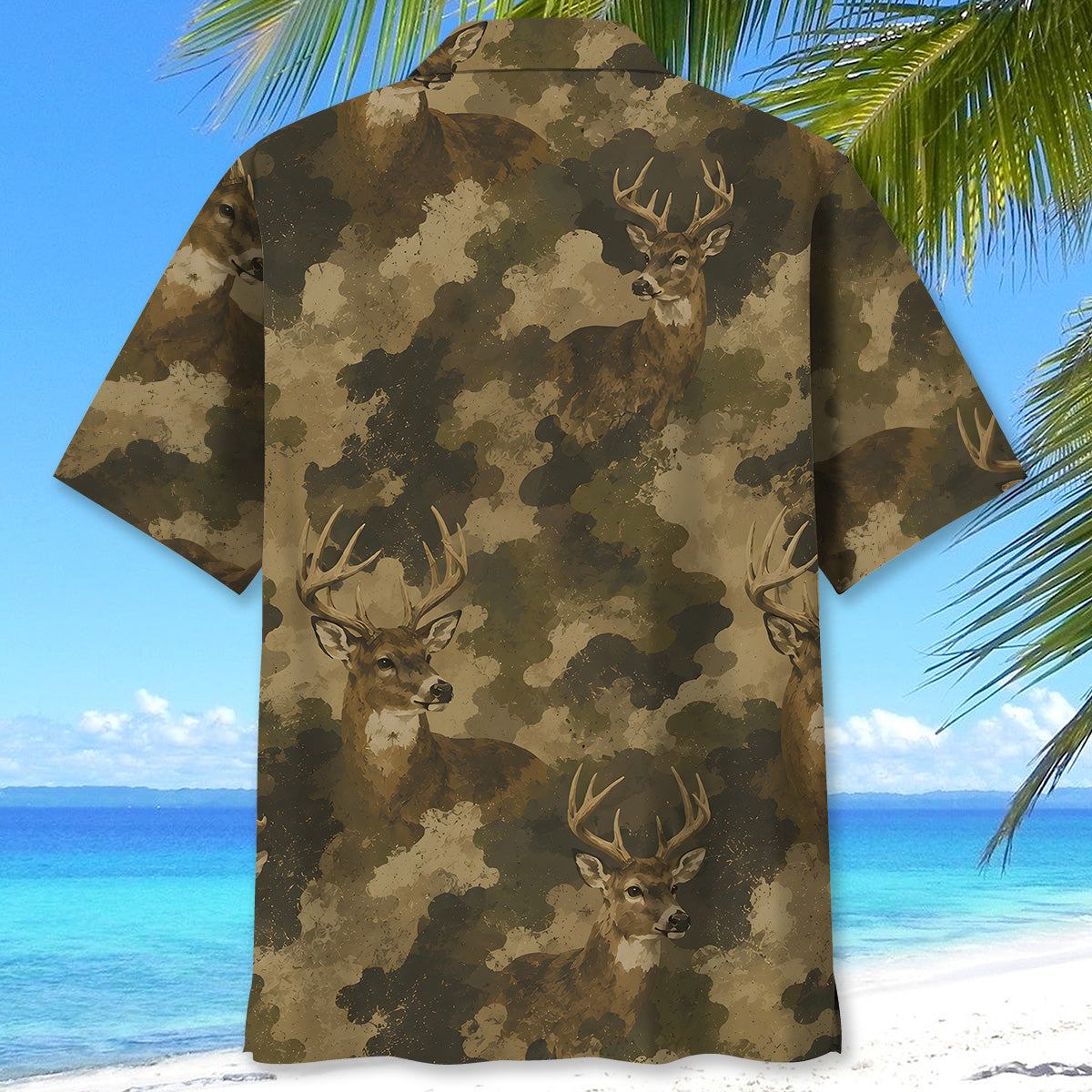 Deer Camouflage Graphic Pattern Hawaiian Shirt