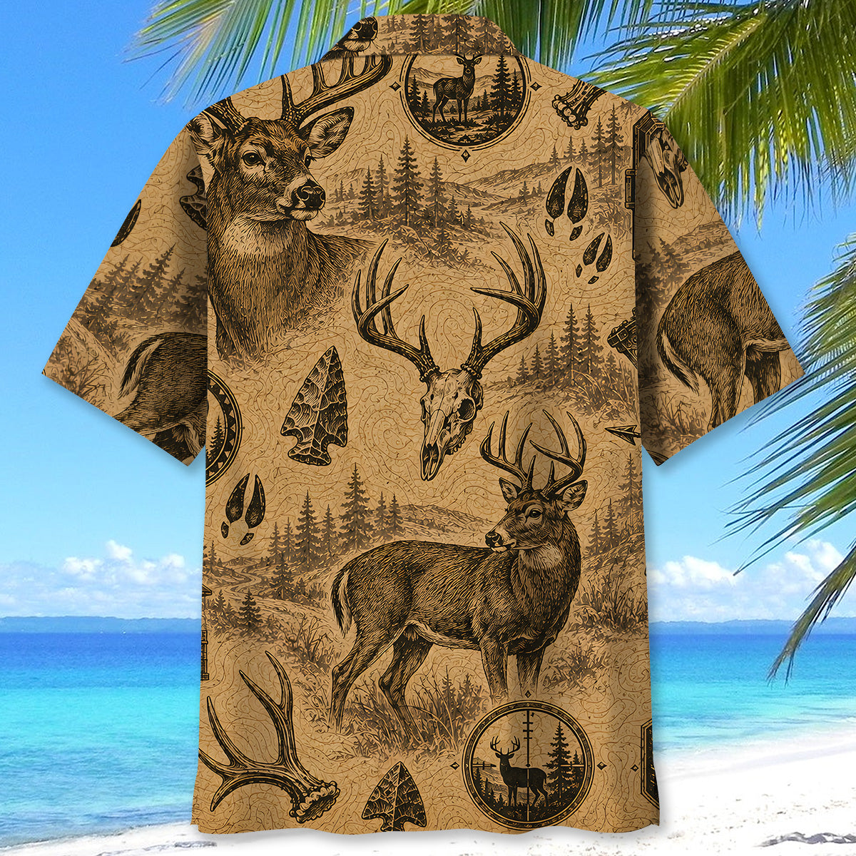 Deer Hunting Vintage Artwork Hawaiian Shirt