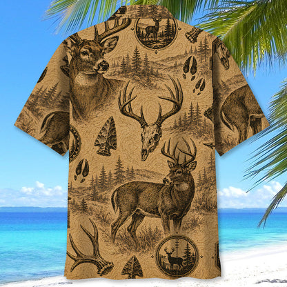 Deer Hunting Vintage Artwork Hawaiian Shirt