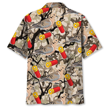 Camo Tree Branches Mourning Dove Hunting Hawaiian Shirt