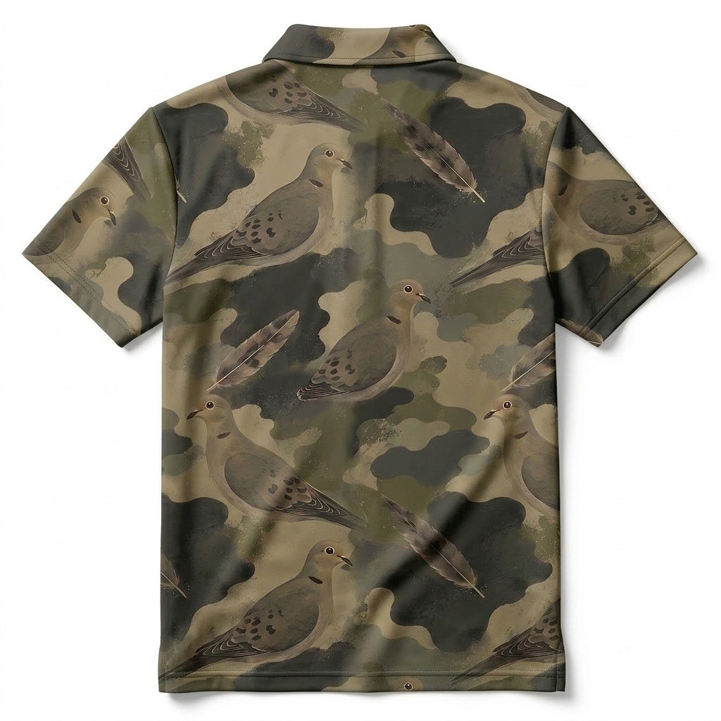 Dove Camouflage Graphic Pattern Men Polo Shirt