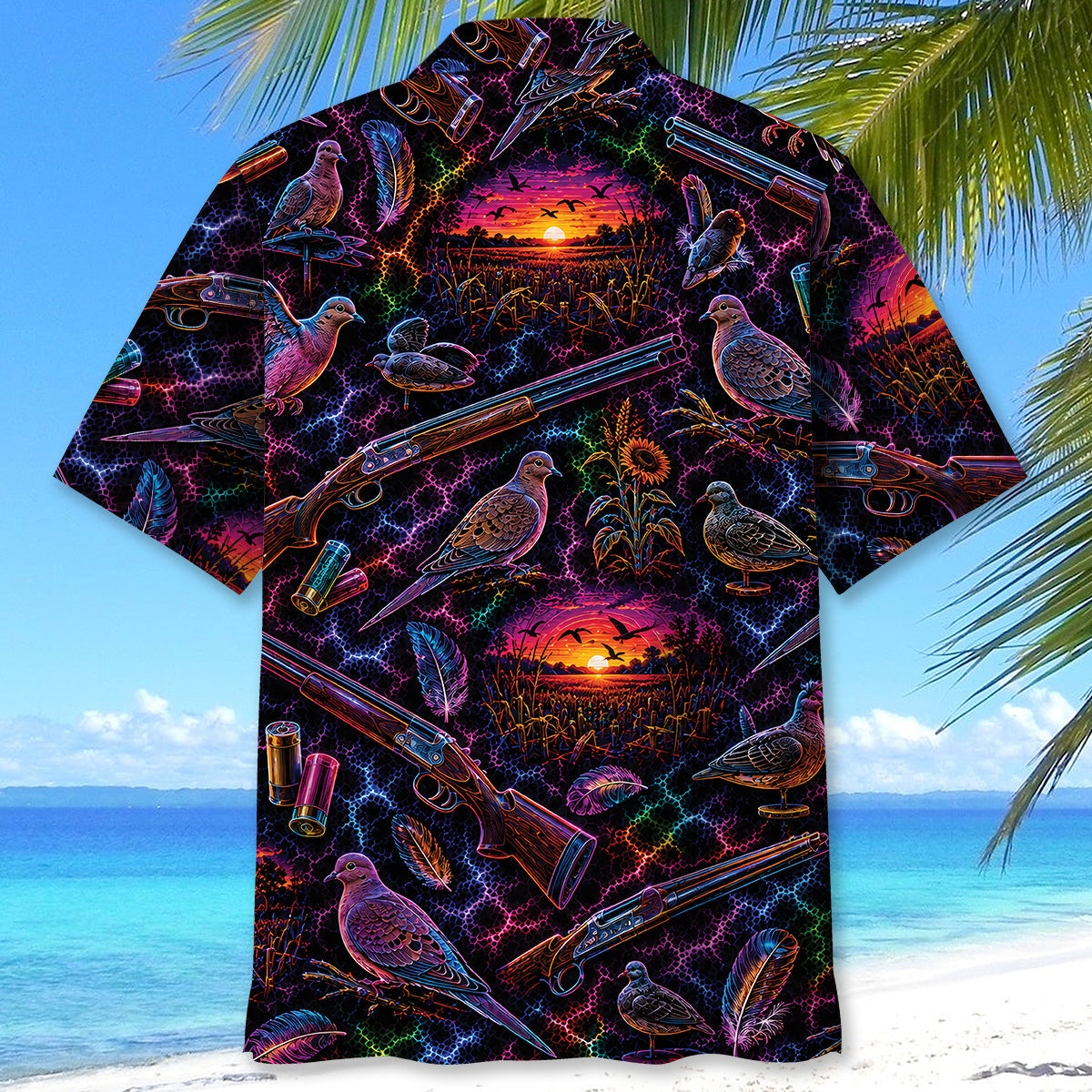 Midnight Dove Hunting Neon Hawaiian Shirt